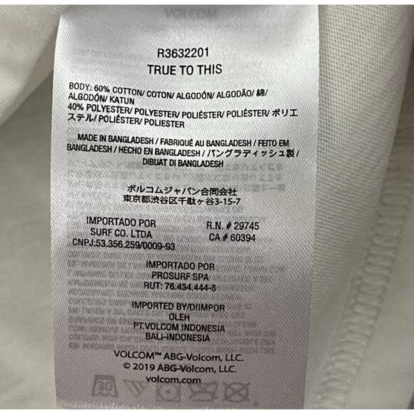 Volcom Werkin Doubles Tee Girls Size M White Organic Cotton Oversized NWT - Picture 6 of 8